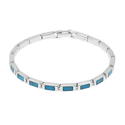 Sterling Silver Turquoise 18 Stone Rectangle Bracelet