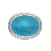 Sterling Silver Turquoise Classic Framed Oval Brooch M176