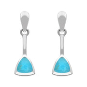 Sterling Silver Turquoise Curved Triangle Drop Earrings. E032.