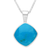 Sterling Silver Turquoise Cushion Shaped Necklace. P021.