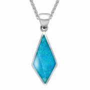 Sterling Silver Turquoise Diamond Shaped Necklace P390