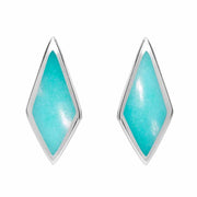 Sterling Silver Turquoise Diamond Shaped Stud Earrings. E282.