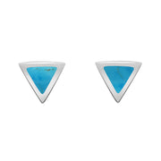Sterling Silver Turquoise Dinky Triangle Stud Earrings. E035.