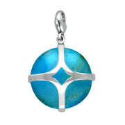 Sterling Silver Turquoise Disc Open Cross Large Charm. G580.