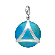 Sterling Silver Turquoise Disc Open Triangle Large Charm. G586.
