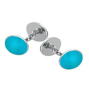 Sterling Silver Turquoise Four Stone Chain Cufflinks. CL006.