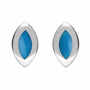 Sterling Silver Turquoise Framed Marquise Stud Earrings E561