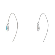 Sterling Silver Turquoise Heart Disc Drop Earrings, E1372.