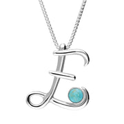 Sterling Silver Turquoise Love Letters Initial E Necklace P3452C