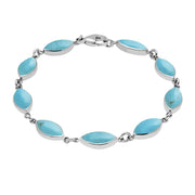 Sterling Silver Turquoise Marquise Bracelet. B184.
