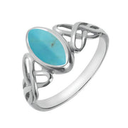 Sterling Silver Turquoise Marquise Celtic Ring. R462.