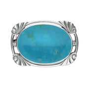 Sterling Silver Turquoise Oblong Oval Shaped Brooch, M012