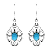 Sterling Silver Turquoise Open Flower Drop Earrings