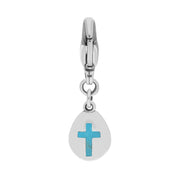 Sterling Silver Turquoise Pear Shaped Cross Clip Charm, G664.