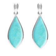 Sterling Silver Turquoise Pointed Pear Drop Earrings. E218.