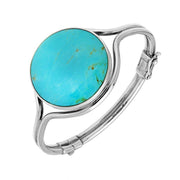 Sterling Silver Turquoise Round Hinged Bangle B817