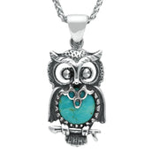 Sterling Silver Turquoise Small Owl Necklace P2321