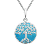 Sterling Silver Turquoise Small Round Tree of Life Two Piece Set S064