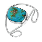 Sterling Silver Turquoise Unique Style Cuff Bangle B792