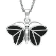 Sterling Silver Whitby Jet Eight Stone Butterfly Necklace P1259
