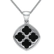 Sterling Silver Whitby Jet Abbey Window Small Cushion Necklace P2455