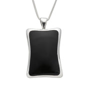 Sterling Silver Whitby Jet Abstract Concave Oblong Necklace. P1750