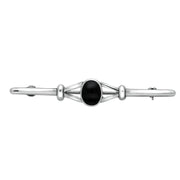 Sterling Silver Whitby Jet Bar Brooch. M020.