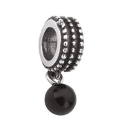 Sterling Silver Whitby Jet Beaded Dropper Charm. G628