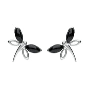 Sterling Silver Whitby Jet Butterfly Stud Earrings E1898.