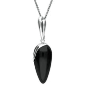Sterling Silver Whitby Jet Capped Tear Drop Necklace P1568