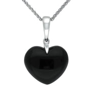 Sterling Silver Whitby Jet Carved Heart Necklace. P2272_M