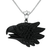 Sterling Silver Whitby Jet Carved Phoenix Head Necklace PUNQ0006186