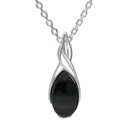 Sterling Silver Whitby Jet Celtic Pear Drop Necklace P2758