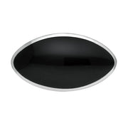 Sterling Silver Whitby Jet Contemporary Oval Brooch. M086