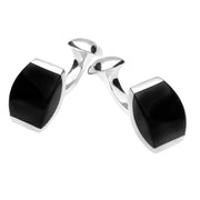 Sterling Silver Whitby Jet Curved Edge Cufflinks CL518