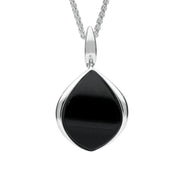 Sterling Silver Whitby Jet Curved Pear Drop Necklace. P2170