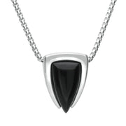 Sterling Silver Whitby Jet Curved Triangle Necklace, E2091