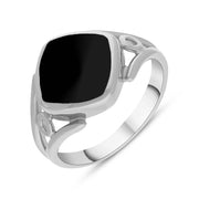 Sterling Silver Whitby Jet Cushion Cut Ring R1246