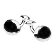 Sterling Silver Whitby Jet Domed Oval Cufflinks CL520