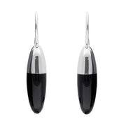 Sterling Silver Whitby Jet Dropper Hook Earrings E2013