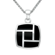 Sterling Silver Whitby Jet Five Stone Tile Cushion Necklace P1522