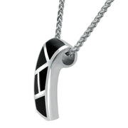 Sterling Silver Whitby Jet Five Stone Whistle Shaped Necklace. P664