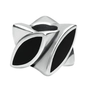 Sterling Silver Whitby Jet Four Stone Marquise Charm. G505.