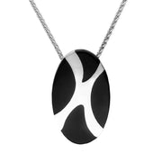 Sterling Silver Whitby Jet Four Stone Oval Necklace. P823
