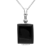 Sterling Silver Whitby Jet Glass Rectangular Locket Necklace P3295