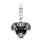 Sterling Silver Whitby Jet Great Yorkshire Show Rams Head Charm G696