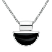 Sterling Silver Whitby Jet Half Moon Shape Necklace. P391