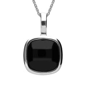 Sterling Silver Whitby Jet Large Cushion Necklace, P2550.