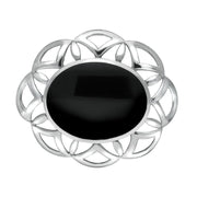 Sterling Silver Whitby Jet Large Flower Brooch