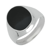Sterling Silver Whitby Jet Large Oval Signet Ring R190